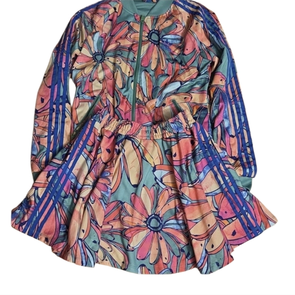 Farm Rio For Adidas Limited Edition Floral Multicolor Jacket and Skirt Set - Picture 3 of 7